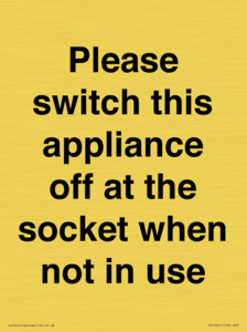 Please switch this appliance off at the socket when not in use